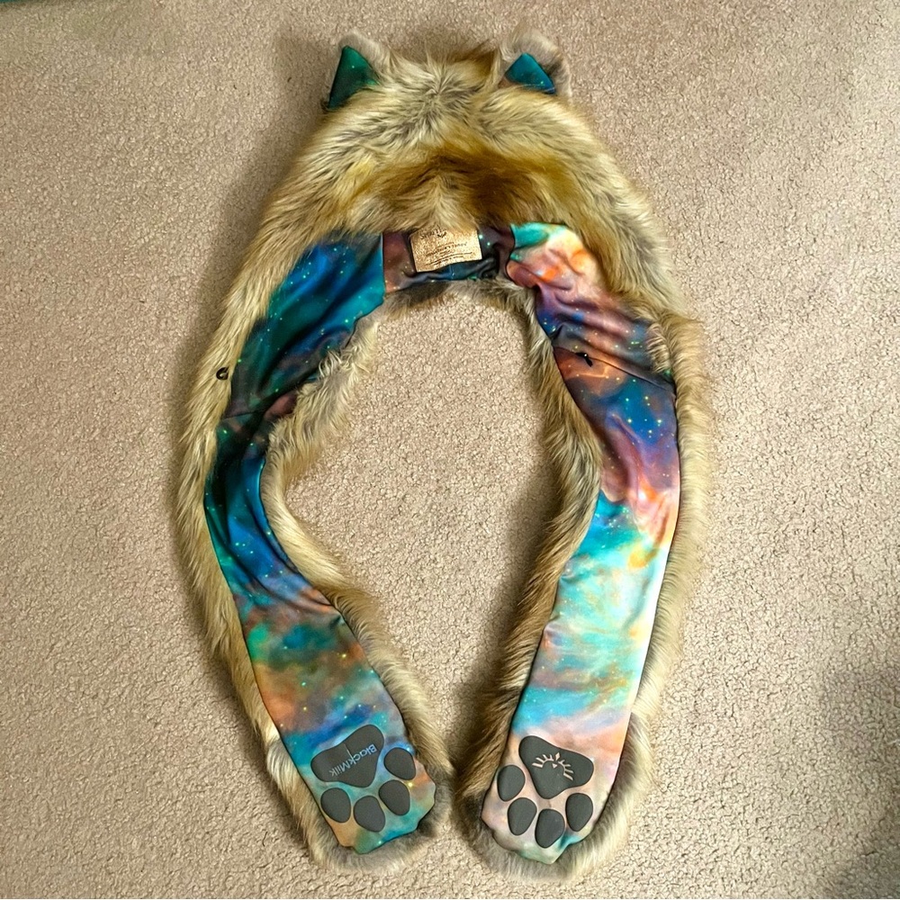 Spirithoods x Blackmilk galaxy bear hooded scarf